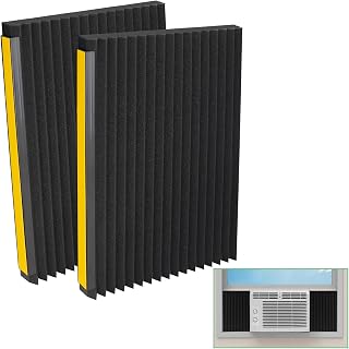 Memrita Window Air Conditioner Foam Insulation Panels,17"H x 12"W Window AC Side Thickened Foam Panels Kit for Extra Wide Window,2 Pack (Black)