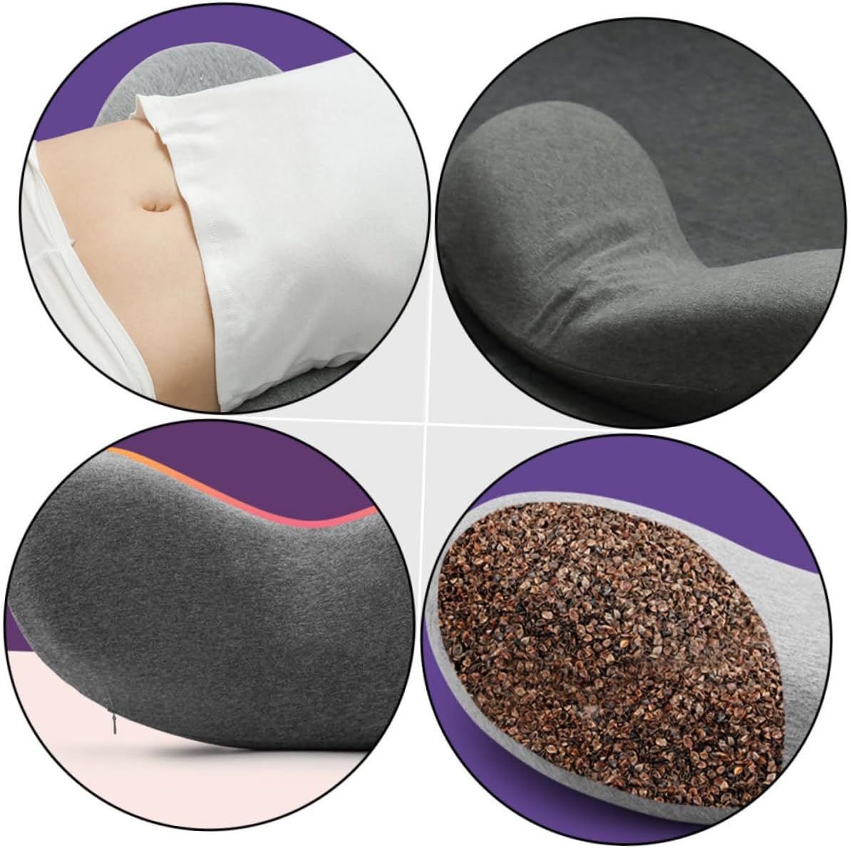 Lumbar Support Pillow Dark Grey for Sleeping Practical Waist Cushion with Embracing Comfort Portable Bed Pillow to Lower Back and Sleep Quality