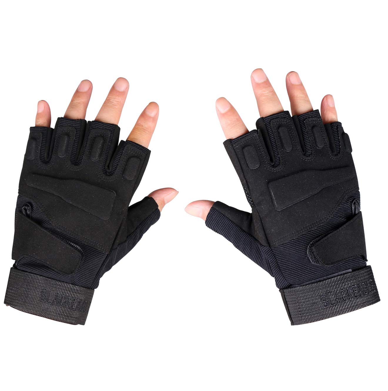 ThreeH Guanti mezzi dita Guanti tattici protettivi per sport all'aria aperta per Caccia Airsoft Paintball GL06XL,Black