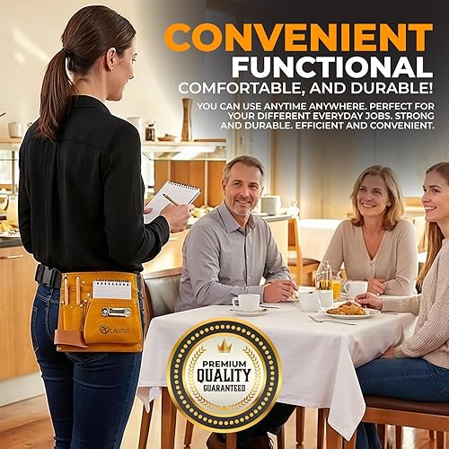Miniatura 4 de LAUTUS Bolsa de herramientas de gamuza y cinturón ajustable de tela de polietileno  5 bolsillos  Soporte de martillo de cuero  Soporte para cinta