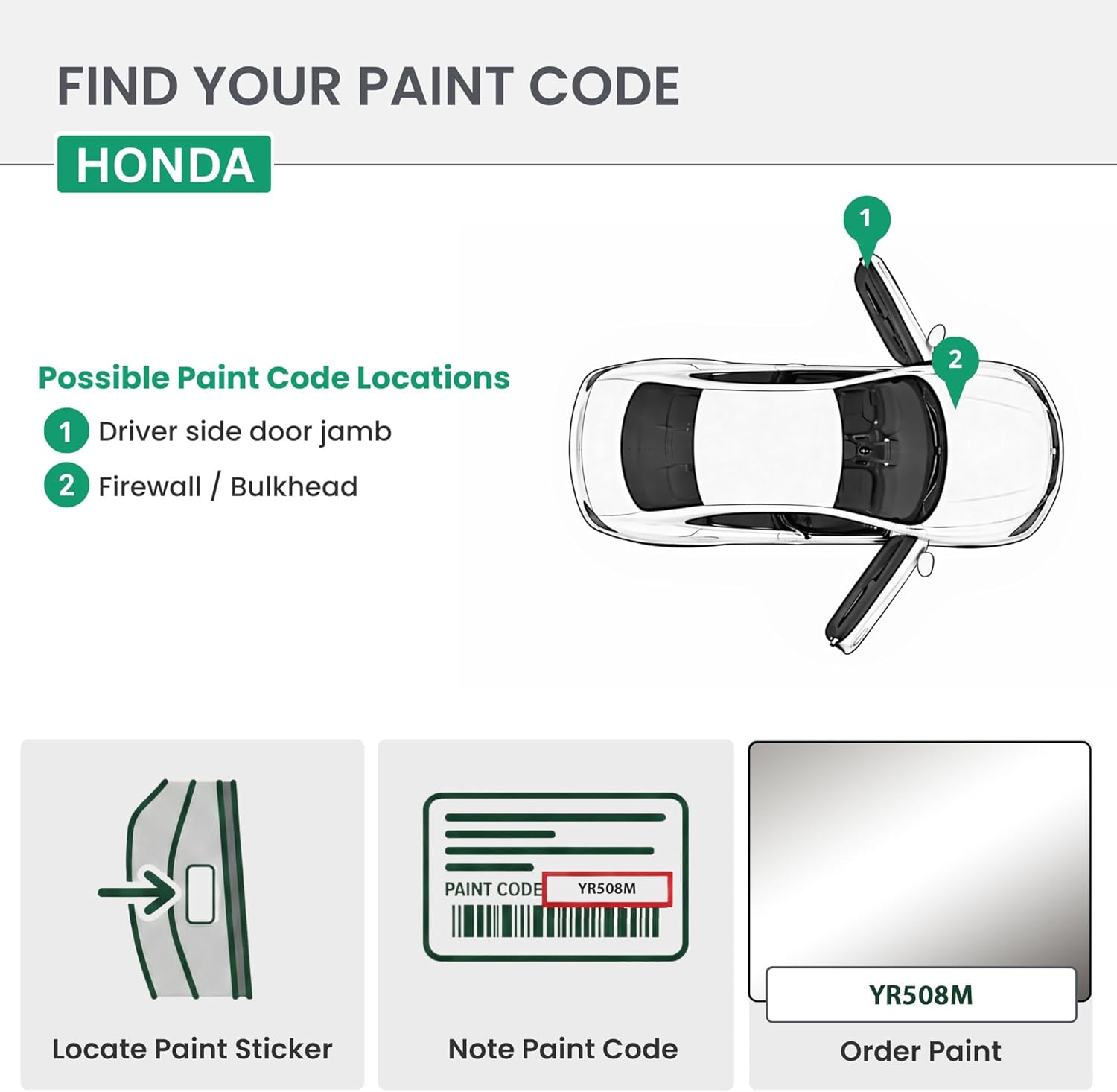 ERA Paints - YR508M - Heather Mist Metallic for HONDA Exact OEM Color Match Automotive Touch Up Paint for Cars - Scratch & Chip Repair for Metal & Plastic - Premium Kit - Made in USA