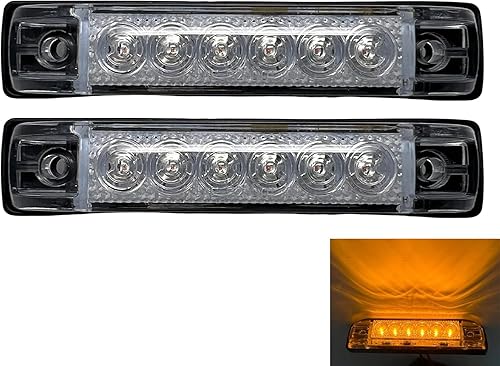 2 luces LED ámbar transparentes de 4 x 1 pulgadas con lente delgada delgada para remolque, 6 luces LED Reflex sumergibles selladas 12V montaje en