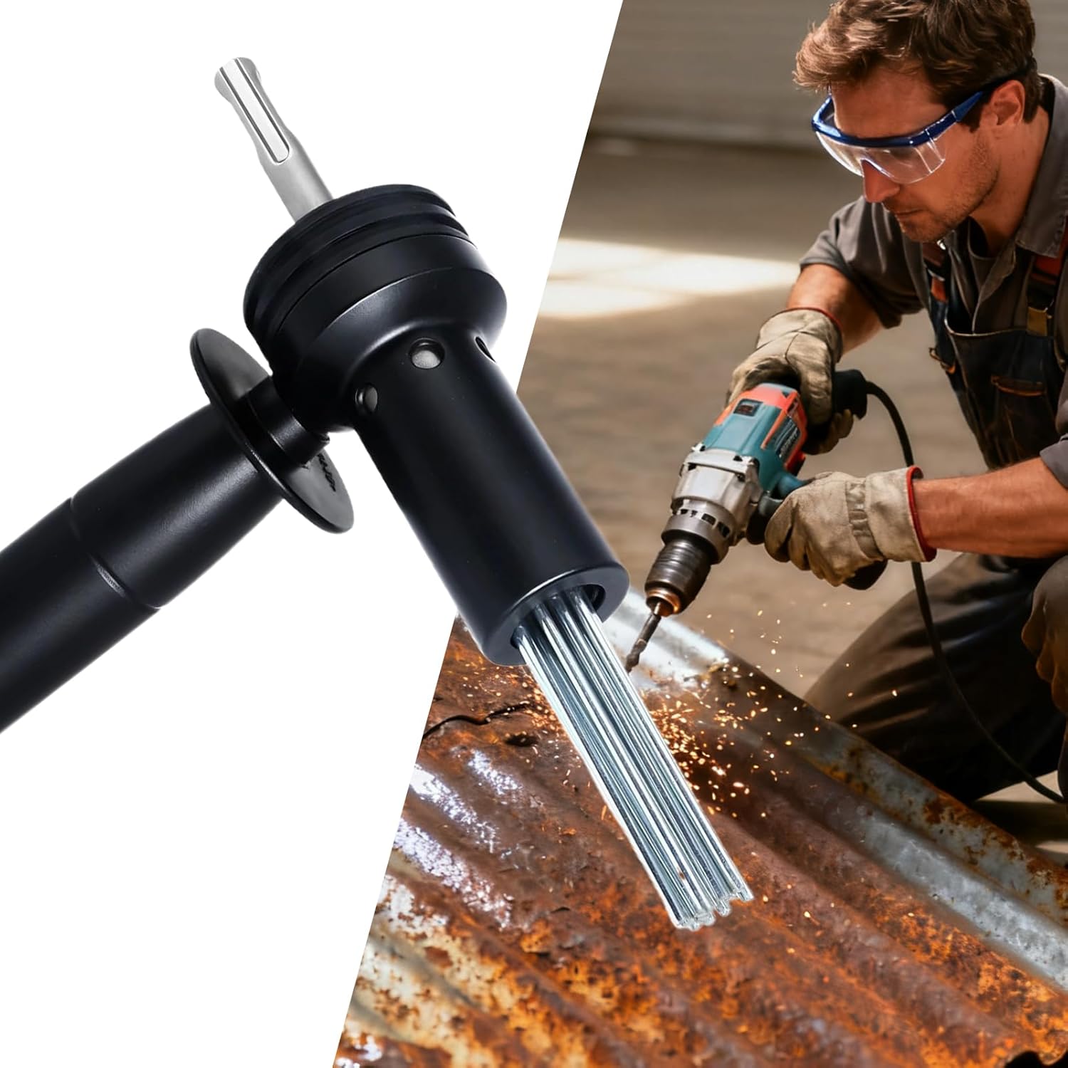 Electric Needle Scaler - Electric Hammer Scaler with 18 Needles - Rust Remover Hammer - for Construction Outdoor Home Industry Commercial Garage