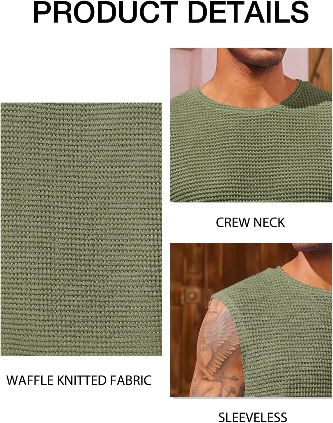 Runcati Mens Waffle Tank Tops Sleeveless T-Shirts Athletic Muscle Summer Beach Hippie Shirts - Image 5