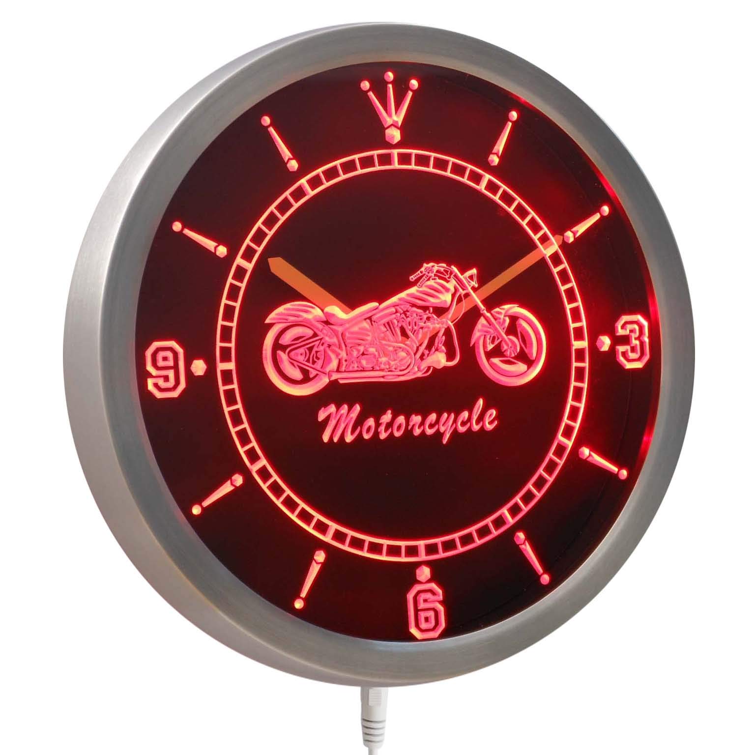 Amazon.co.jp: LEDネオンクロック 壁掛け時計 nc0355-b Motorcycle