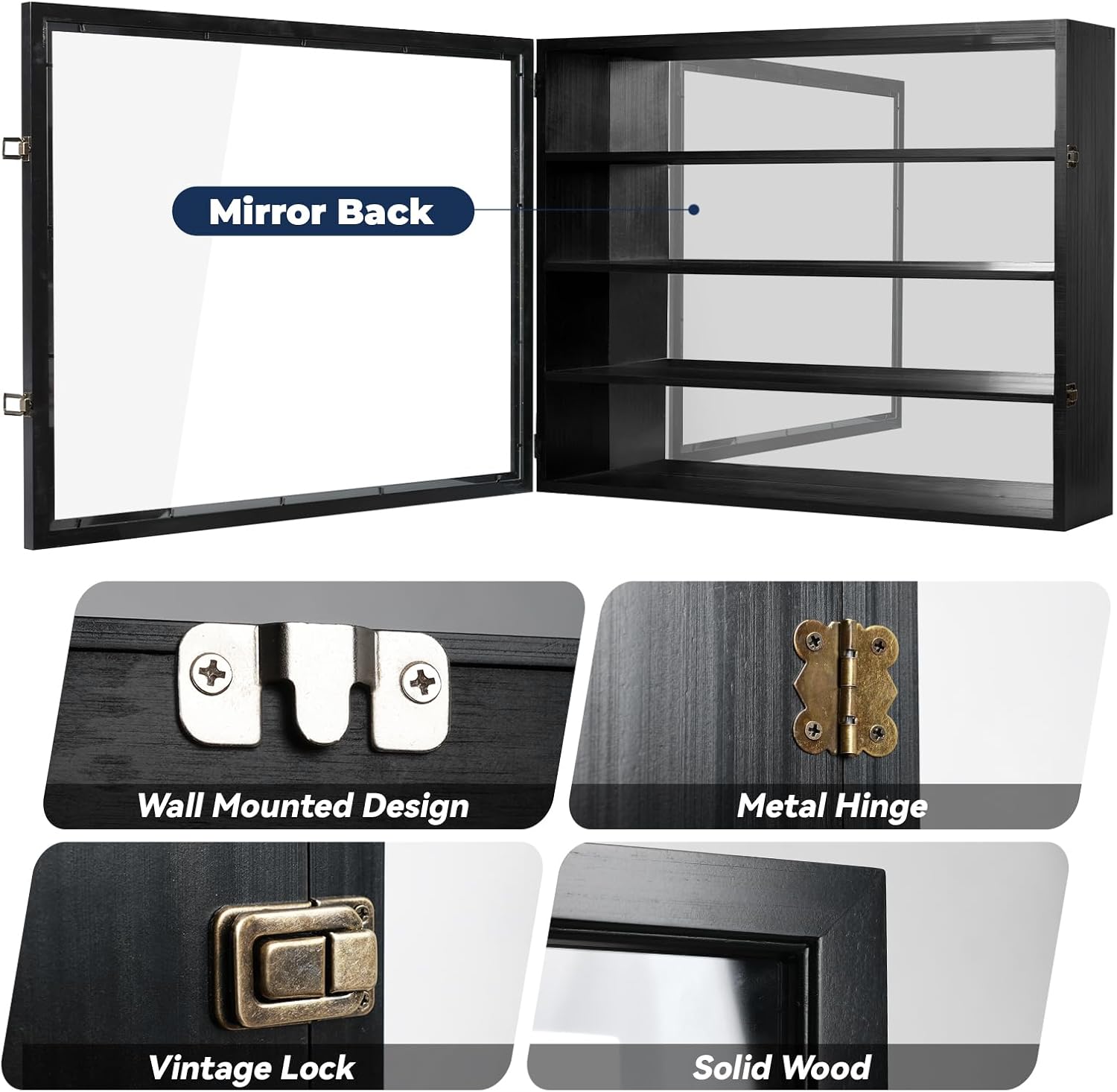 Mini Football Helmet Display Case - Wall Mount Display case w/UV Protection & Mirror Back - Premium Solid Wood Cabinet