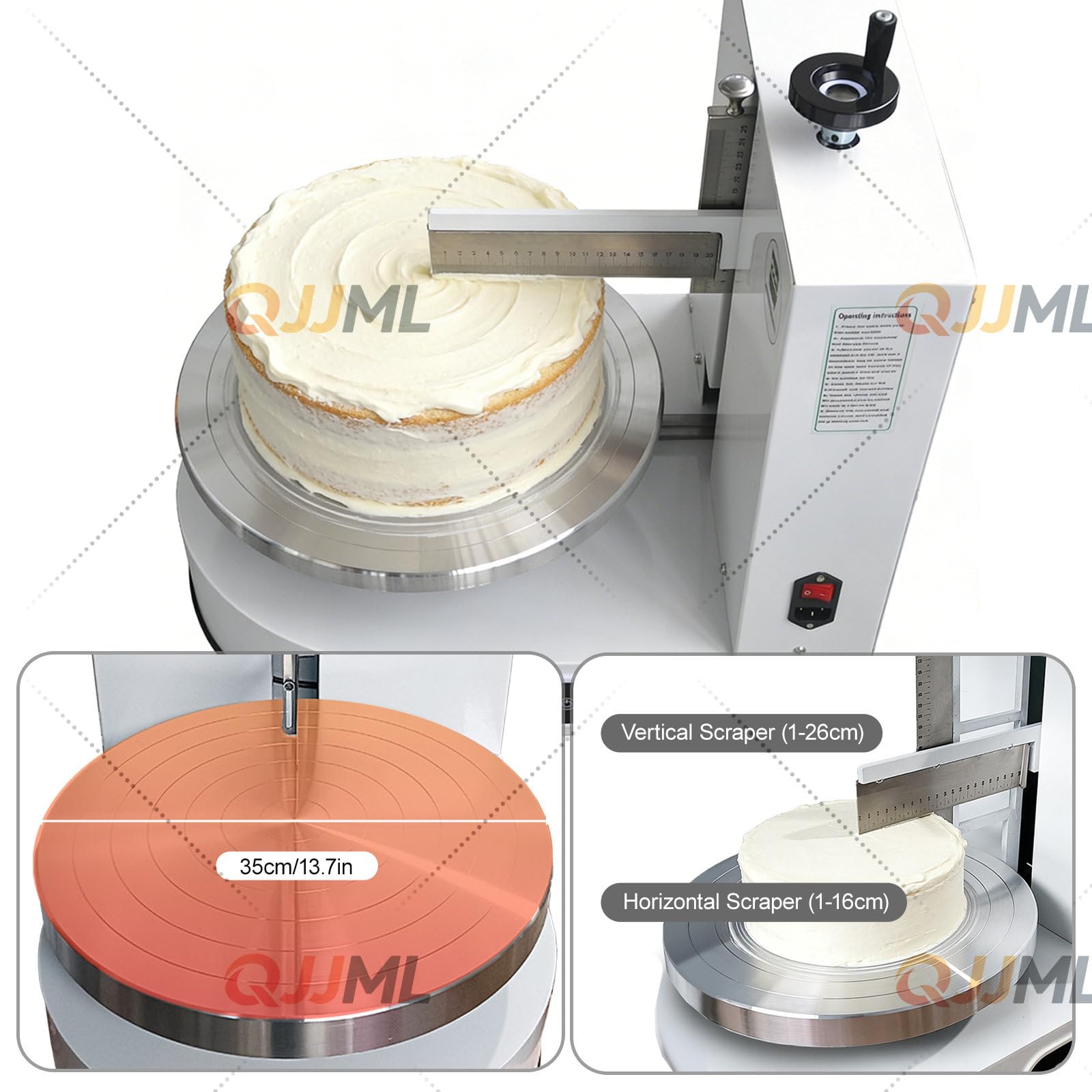 Machine À Décorer Les Gâteaux 200w, Machine Automatique D'étalage Crème pour Gâteaux, Machine À Glacer Les Gâteaux 4 À 12 Pouces, 60 À 320 TR/Min, avec Kit Lisseur Et Racloir À Gâteaux