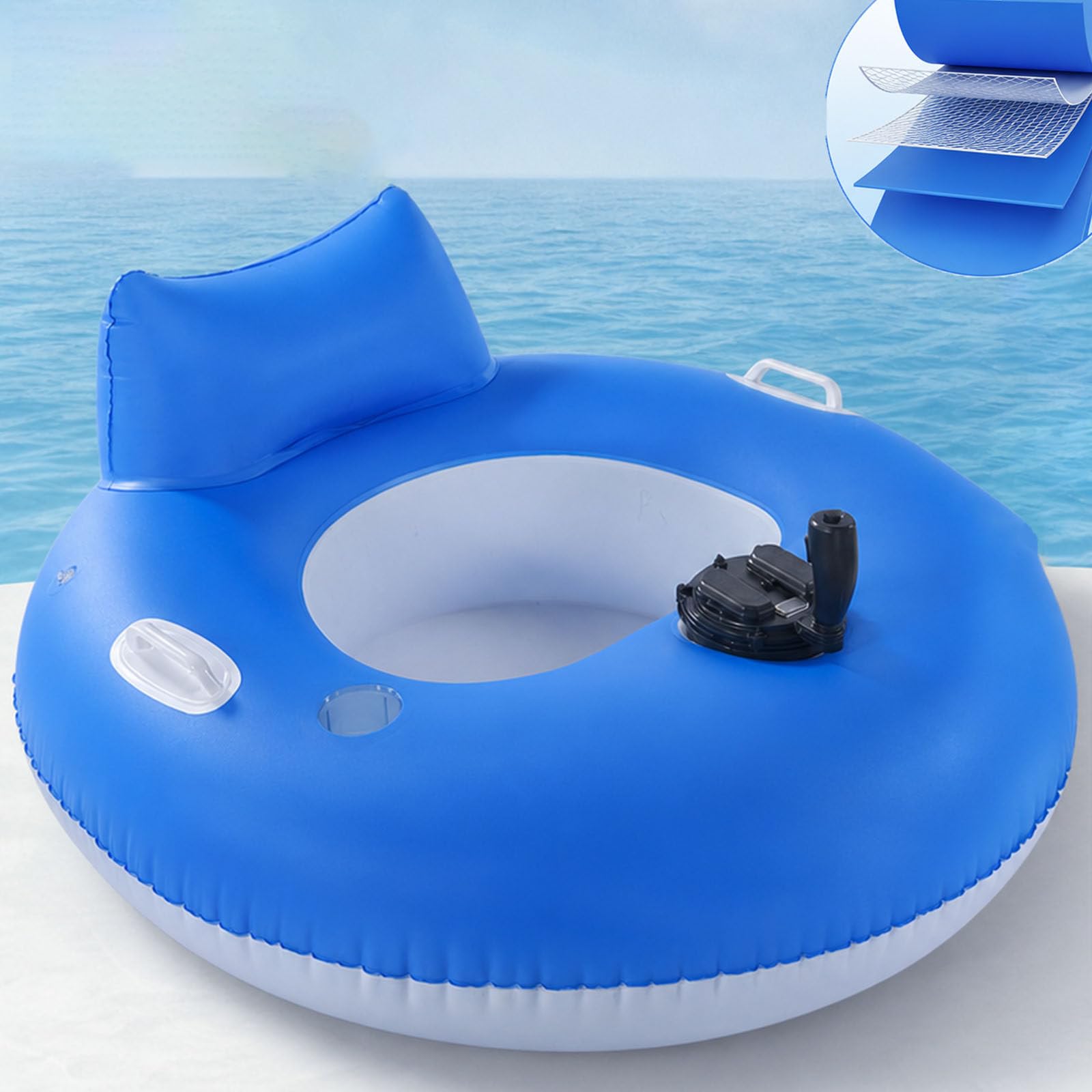 GmhXylophyte Rechargeable Motorized Pool Float, Inflatable Pool Lounger, With Joystick Control-360° Rotation, 300 Lb Capacity, Made From Thickened, Wear-Resistant Pvc A