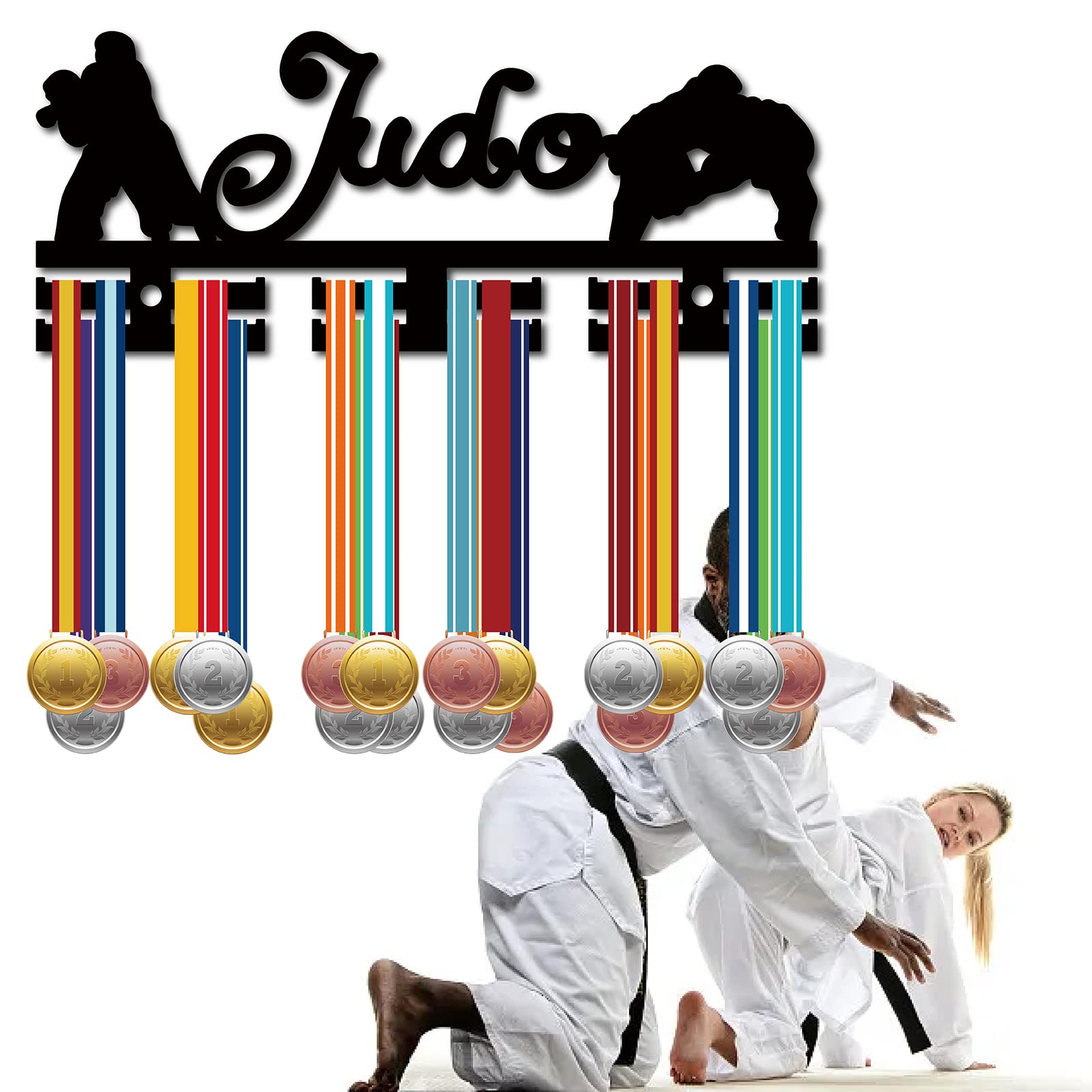 CREATCABIN - Soporte para Medallas de Judo, Colgador de Medallas Deportivas, Soporte de Acrílico para Colgar En la Pared Montado sobre 40 medallas para Atletas, Corredores, Campeones de Fútbol