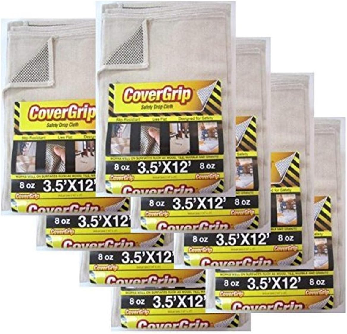 8 Oz Canvas Safety Drop Cloth, 3.5' x 12', (Pack of 8)
