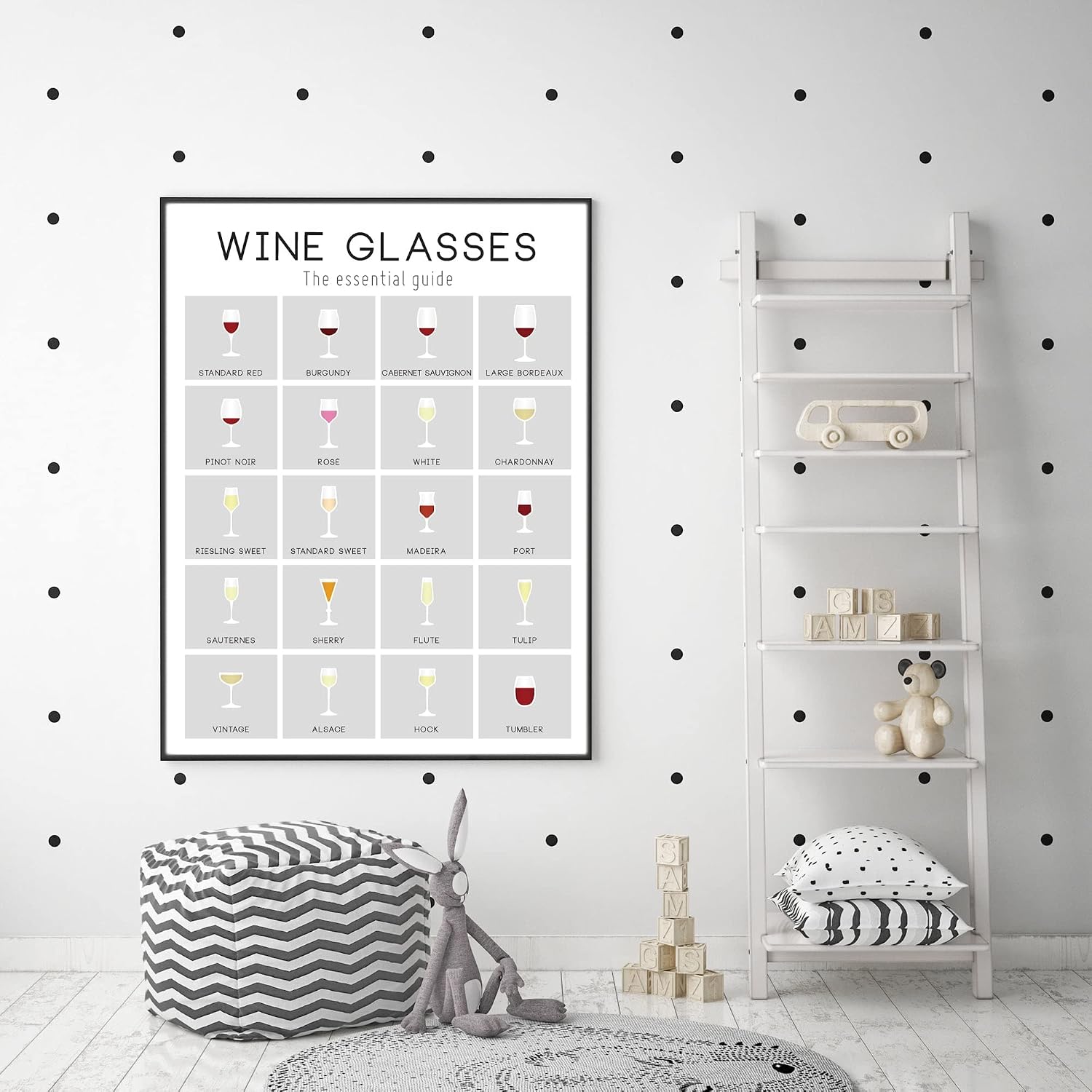Wine Glass Guide Poster of Types of Wine - Gift for Wine Lovers - Wine Infographic Chart Wall Art Décor - 8x10" Satin Print (Unframed) Handmade