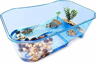 Rypet Turtle Tank Aquarium - Reptile Habitat, Turtle Habitat, Reptile Aquarium Tank for Crayfish Crab (Excluding Accessori...