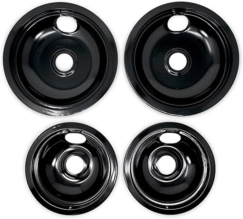 EvertechPRO Juego de 4 bandejas de goteo para estufa eléctrica Frigidaire 5304430150 5304430149, bandejas de goteo de quemador de ajuste universal,