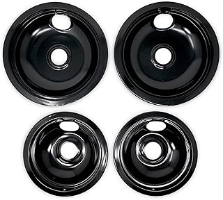 EvertechPRO Electric Stove Drip Pans Set of 4 for Frigidaire 5304430150 5304430149, Universal Fit Burner Drip Pans, Stove Eye Drip Pans, 2 Small 6-Inch and 2 Big 8-Inch Pans, Black