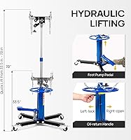 Vista 4 de TUFFIOM Gato de transmisión, 1100 lbs 1/2Ton hidráulico de 2 etapas de elevación alta vertical telescópica, rango de elevación de 34" a 68