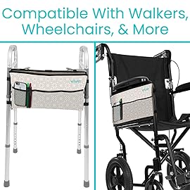 Vive Walker Bag - Accessories Wheelchair Basket Pouch (Water Resistant) - Seniors Caddy Accessory Attachment for Folding, Rolling Walkers - Carry Storage Carrier Tote - Lightweight, Universal Size