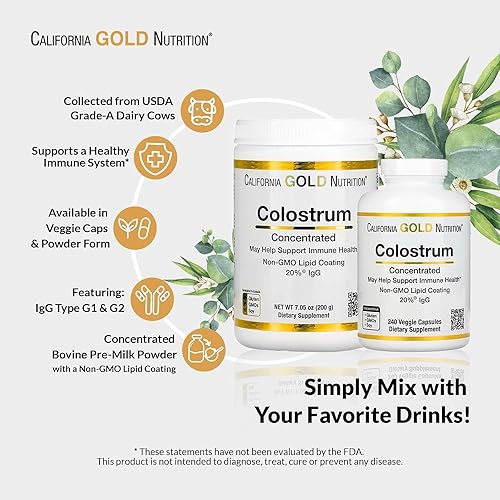 Miniatura 5 de Calostro de California Gold Nutrition - Suplemento concentrado de preleche bovina con inmunoglobulinas - Apoyo inmunológico sin gluten sin OMG sin
