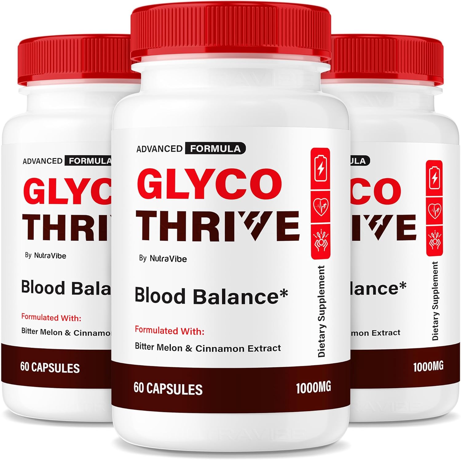(3 Pack) Glyco Thrive – Official GlycoThrive Capsules with Natural Ingredients | Premium Formula for Heart, Circulation, Energy & Balanced Levels | Easy-to-Take Pills, 90 Day Supply (180 Capsules)
