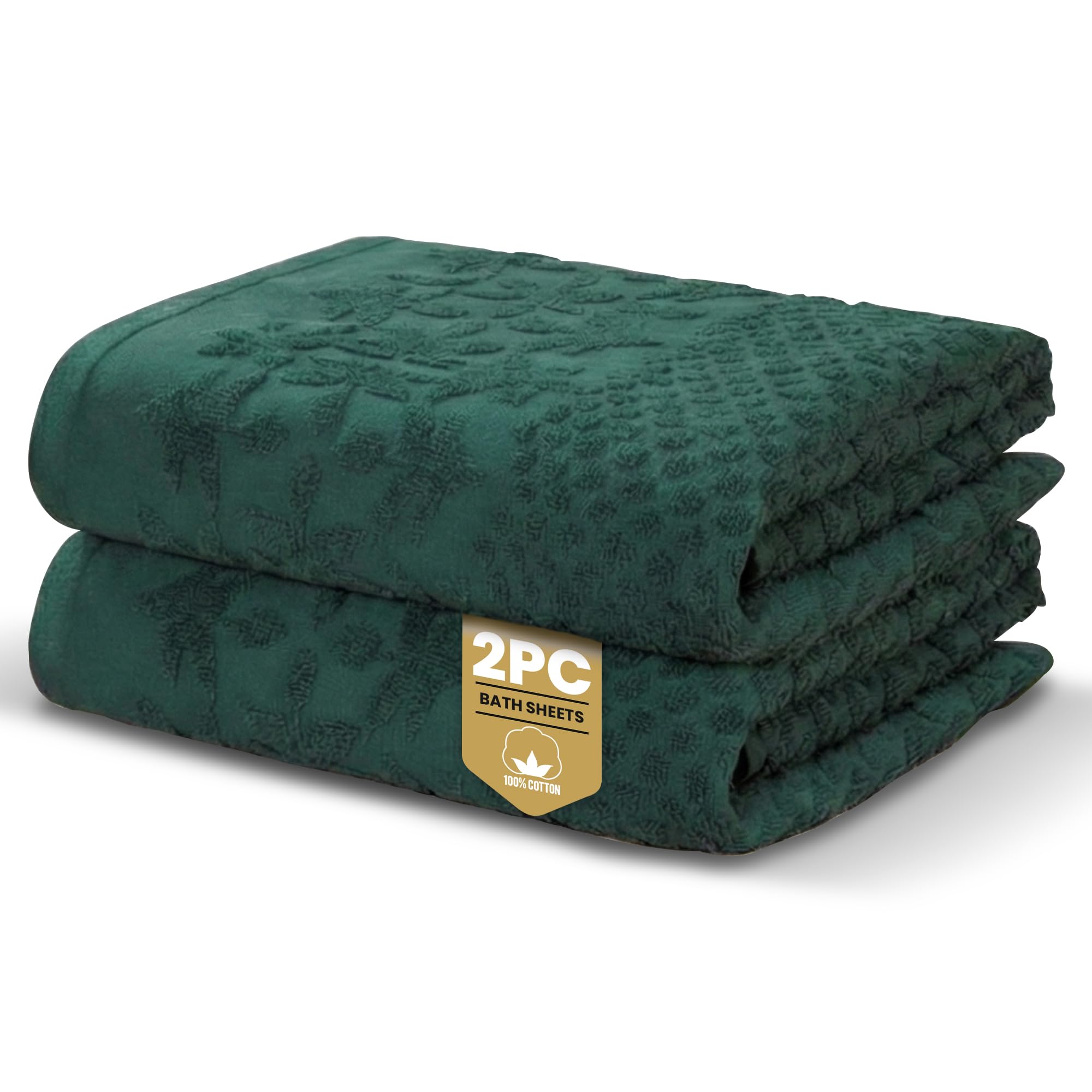 Rapport Home Versailles Jacquard Bath Sheets 2 Pack | Jade Green 90x140cm | Luxurious 500GSM 100% Cotton | Oeko-Tex Certified Absorbent & Soft Bathroom Towels