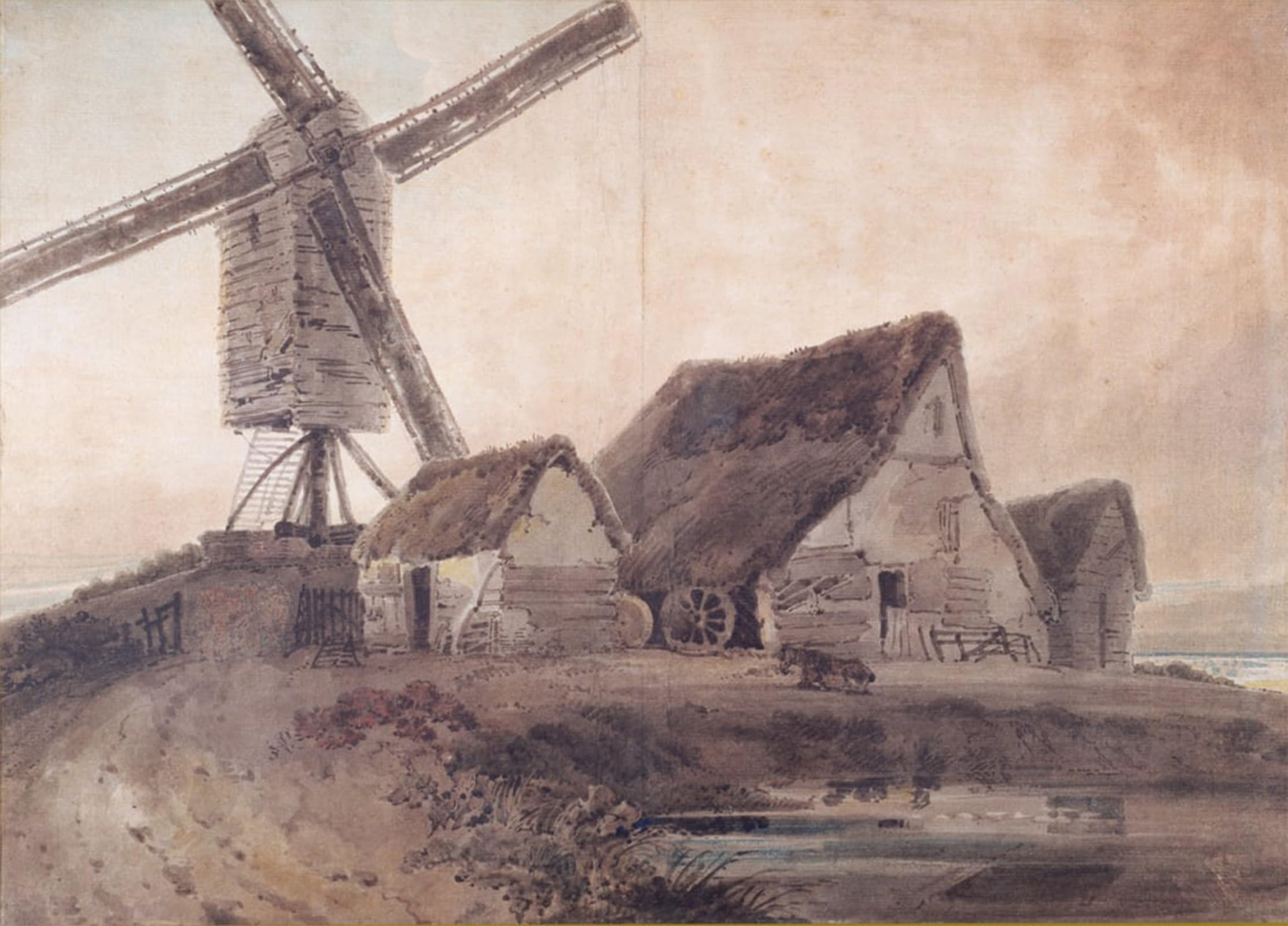 SERENDIPITP Vintage Picture Print on Canvas Wall Art Poster the Old Mill At Stanstead by Girtin Artwork Print Poster for Wall Decor 60x90cm