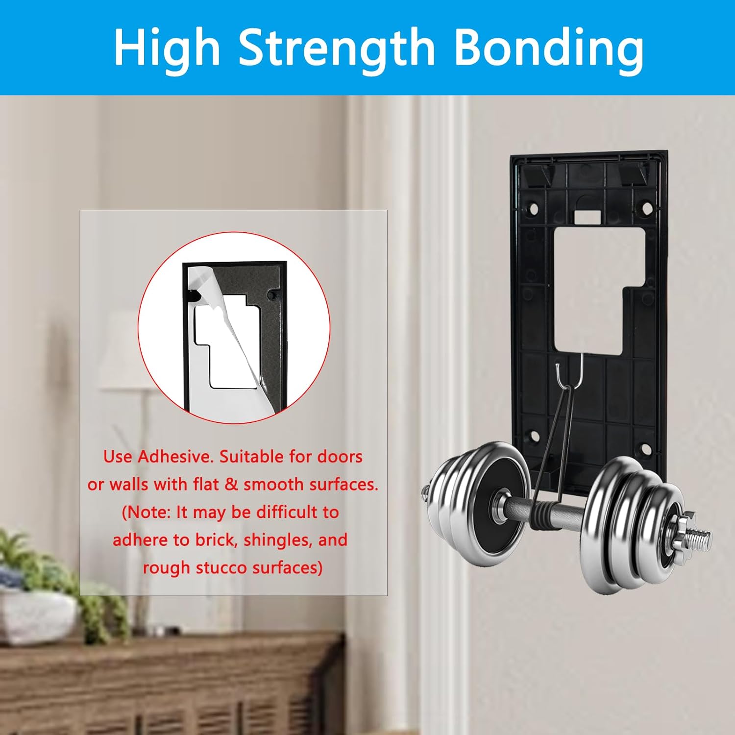 No Drill Doorbell Adhesive Mount Compatible with Ring Battery Doorbell (2024 Release), Doorbell Backplate Mounting Bracket for Apartments Office Houses, 2 Pack Double Sided Tape, 1 Pack Doorbell Key