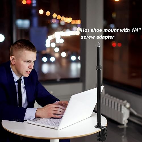 Miniatura 4 de Soporte de escritorio para cámara, soporte de montaje ajustable con abrazadera en C de escritorio de 16.7-41 pulgadas, soporte de luz de mesa de