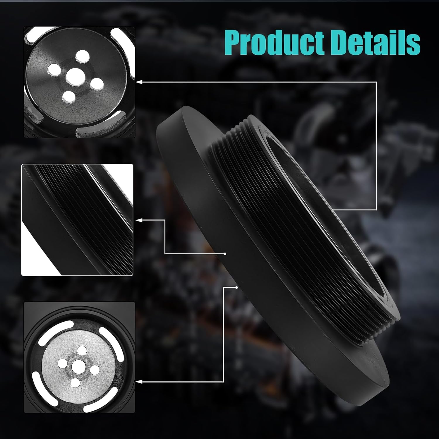 3918999 Rubber Vibration Damper Balancer Crankshaft Pulley For 1998-2002 Ram 2500 3500 Bumper, For Freightliner FC70 FC80 FL50 FL60 FL70 FL80, For Ford CF700 F700 VP44 5.9L Cummins 24V Diesel