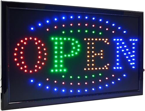 Miniatura 4 de Letrero de apertura de negocios con luz LED grande de 21.5 x 13 pulgadas con botón de encendidoapagado de cadena y control de movimiento (peluquero)