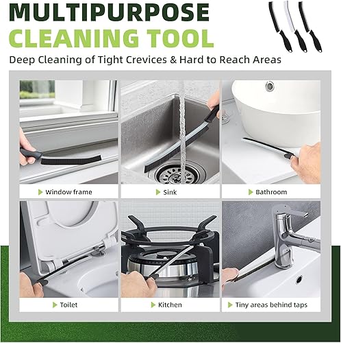 Miniatura 5 de Cepillo de limpieza  Cepillo de limpieza de hendiduras de cerdas duras para espacios reducidos, cepillo de fregado de huecos, cepillo de lechada de
