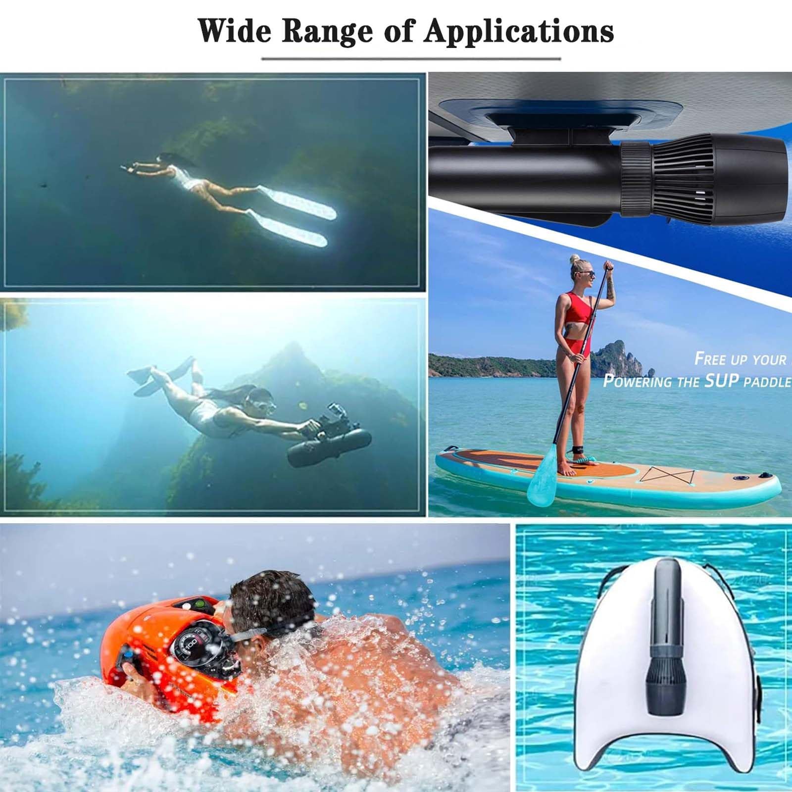 Scooter Subacuático, Propulsor Subacuático Eléctrico de 500W con Motor Sin Escobillas, Batería de 10000mAh, Control Remoto de Reloj, Scooter Acuático de 40M de Profundidad, para Buceo y Snorkel