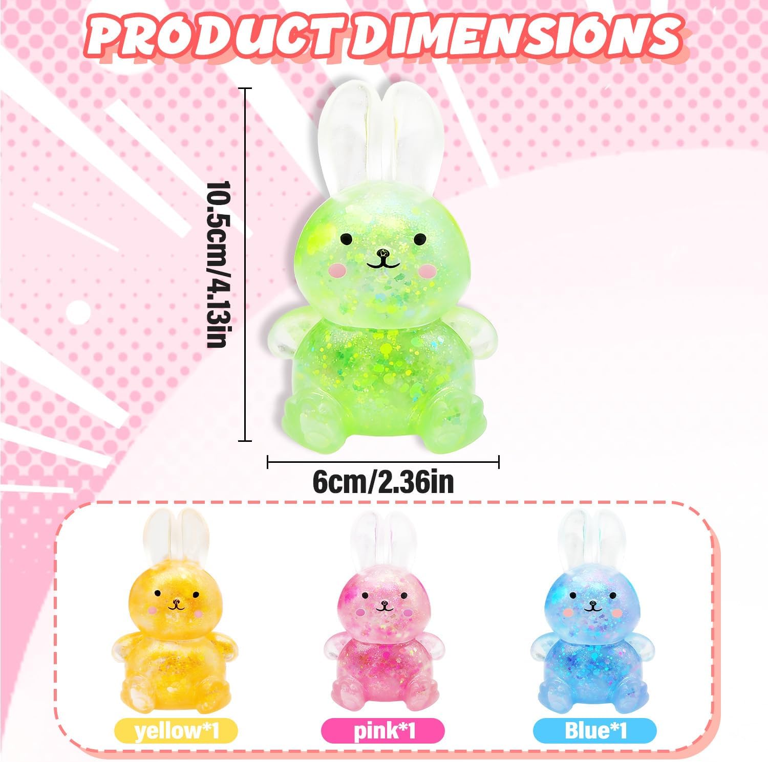 4Pcs Sugar Squishy Toys, Stress Relief Squeeze Sensory Bunny Toys, Sensory Fidget Toys for Adults and Kids, Animal Stress Toys for Classroom Prize Favors Easter Basket Stuffers & Easter Gifts (Rabbit)