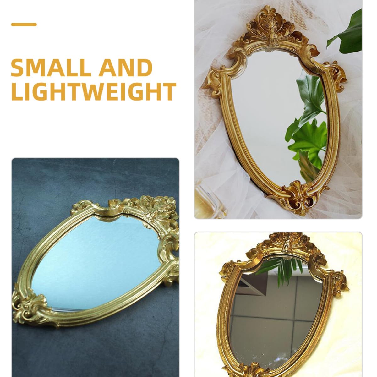 Wandspiegel Retro Stil Dekorativer mit Goldfarbenem Rahmen aus Glas Geruchsfrei und Verschleißfest als Wandbehang Dekoration im Wohnzimmer oder Schlafzimmer