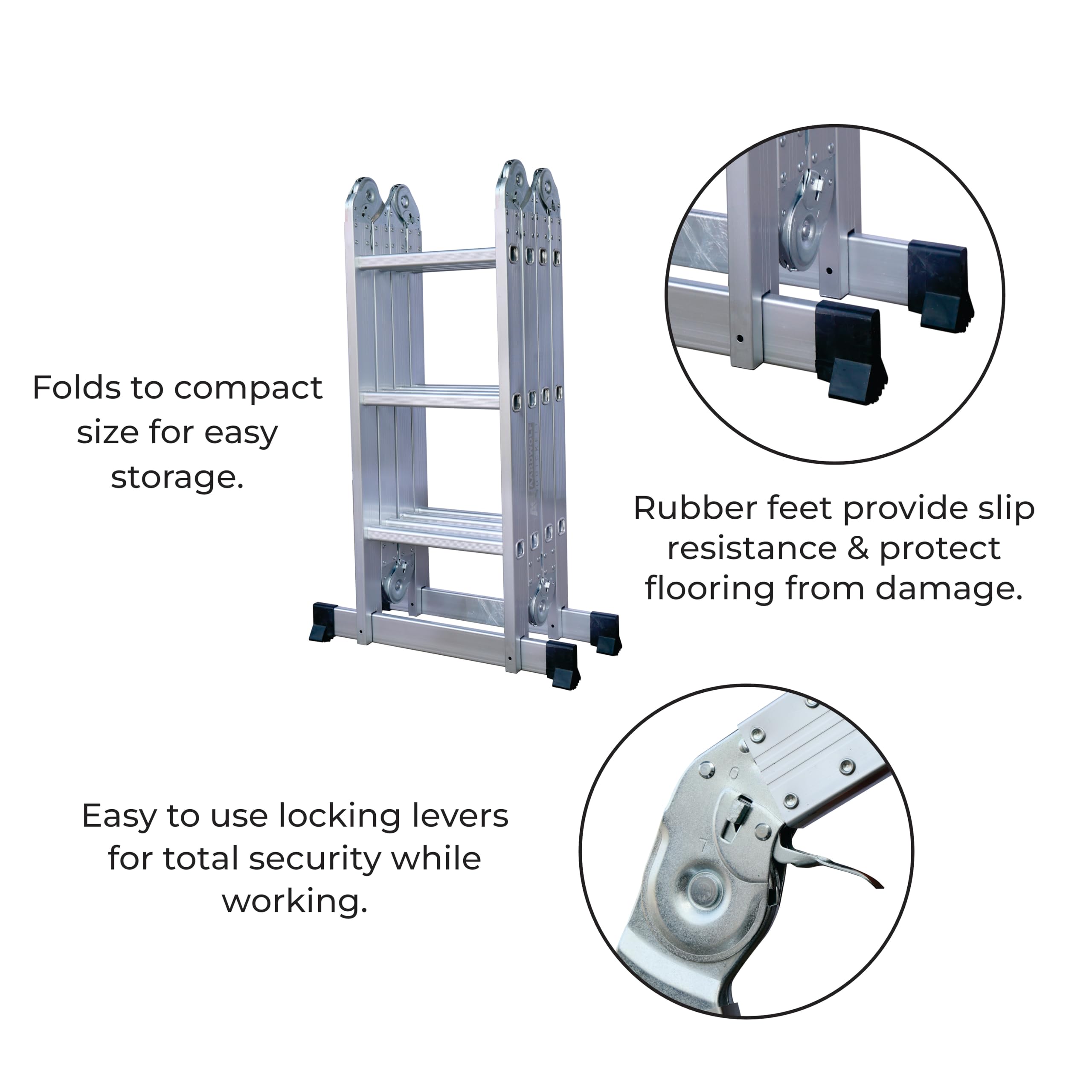 Aardwolf Quickfit 15.5 Ft (4 x 4 | 16 Step) |Portable & Compact Folding Aluminium Multipurpose Ladder | 2-Year Warranty| 150 KG Capacity — Amazon image 8