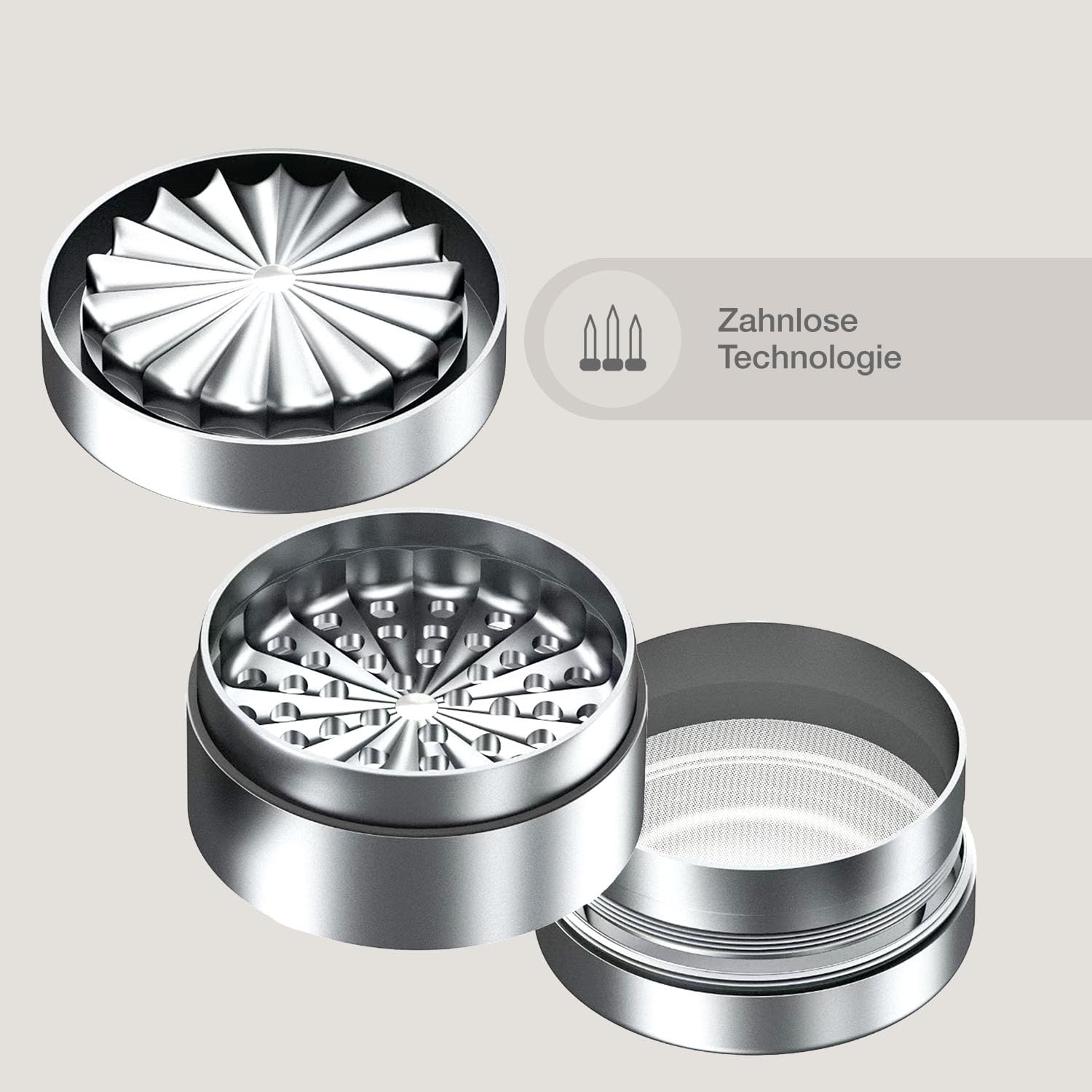 Bloomint Apollo Aluminium Grinder Metall, 63 mm. 4-Teiliger Grinder groß - Für Kräuter, Gewürze und Herb, Crusher mit Pollenfach (Grün