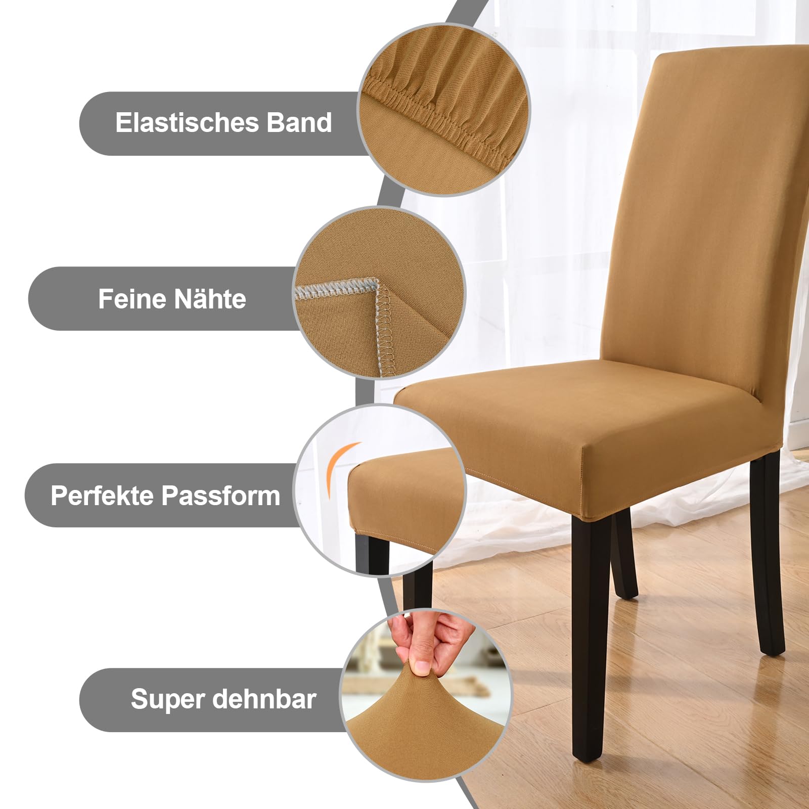 Yugarlibi Set 6 Coprisedia Elasticizzati In Jacquard - Grigio Chiaro, Lavabili