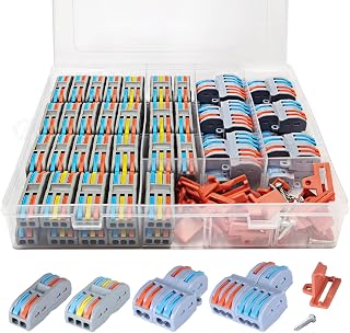 65 Pcs Compact Splicing Assortment Pack Wiring Connector for AWG 28-12 with Bases & Screws