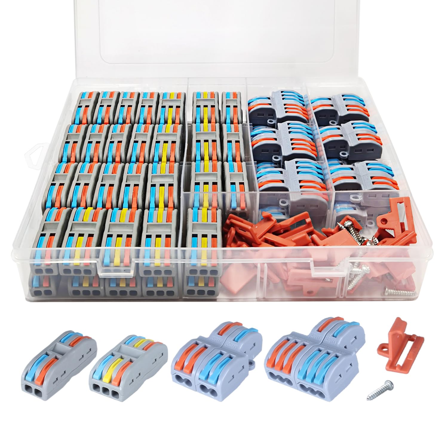 65 Pcs Compact Splicing Assortment Pack Wiring Connector for AWG 28-12 with Bases & Screws