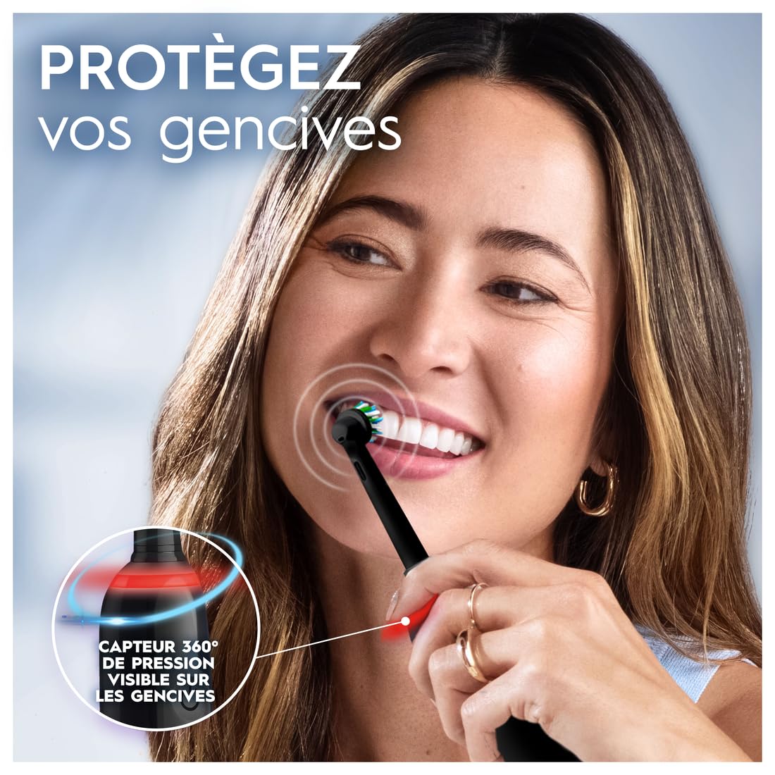 Oral-B Pro 3 3000 Brosse À Dents Électrique Noire, 2 Brossettes, Conçue par Braun