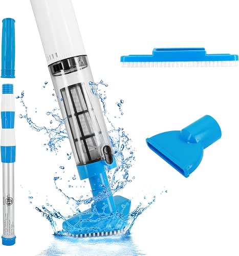 Handheld Pool Vacuum with Telescopic Pole, 3 in 1 Cordless