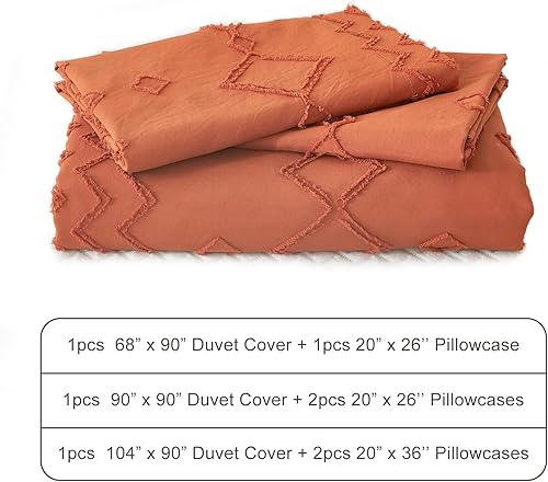 Miniatura 7 de Juego de funda de edredón Boho Emme tamaño individual - 2 piezas bordadas, estilo Shabby Chic, ropa de cama para todas las estaciones, funda de