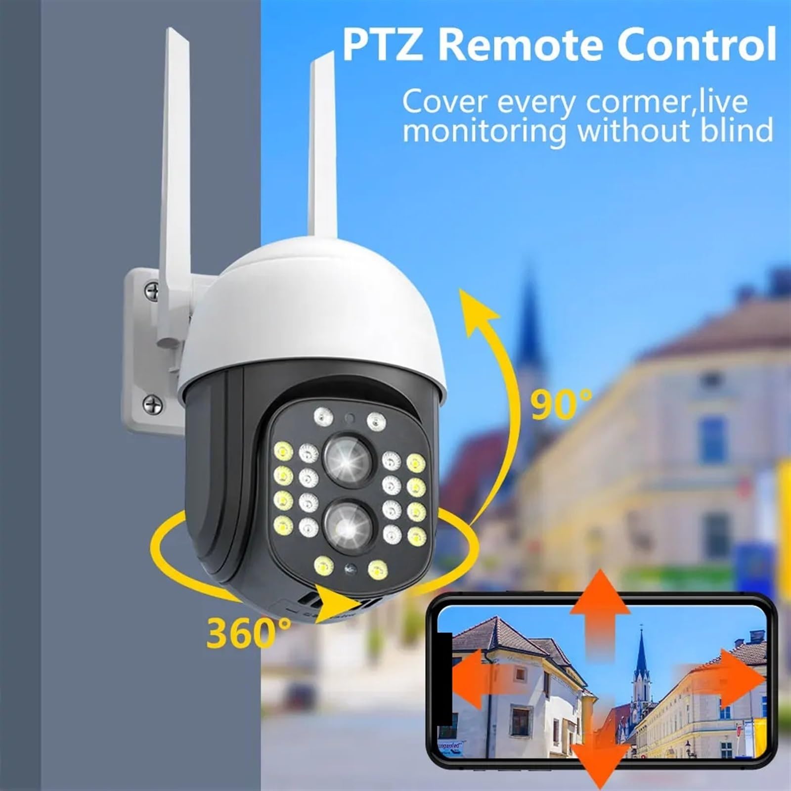 Caméra de sécurité, Caméra IP extérieure 4K 8MP avec Zoom Optique 10X Surveillance à Double Objectif caméra de Surveillance sécurité vidéo CCTV 4MP(8MP Add 32G Card)