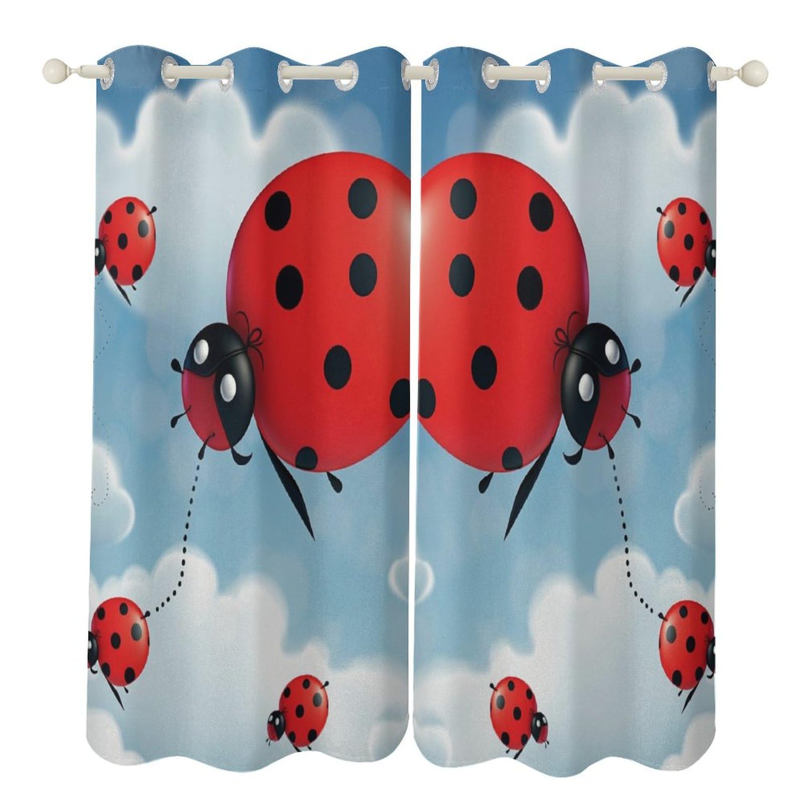 Rideaux occultants bleu marine à œillets lot de 2 avec motifs pour chambre et salon