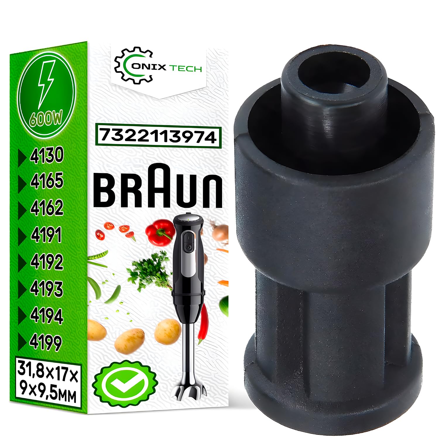 ONIX TECH Embrague del Motor para Braun MR MQ Batidora Mano con Código Original 7322113974 - Acoplamiento Motor - Garantía de 5 Años