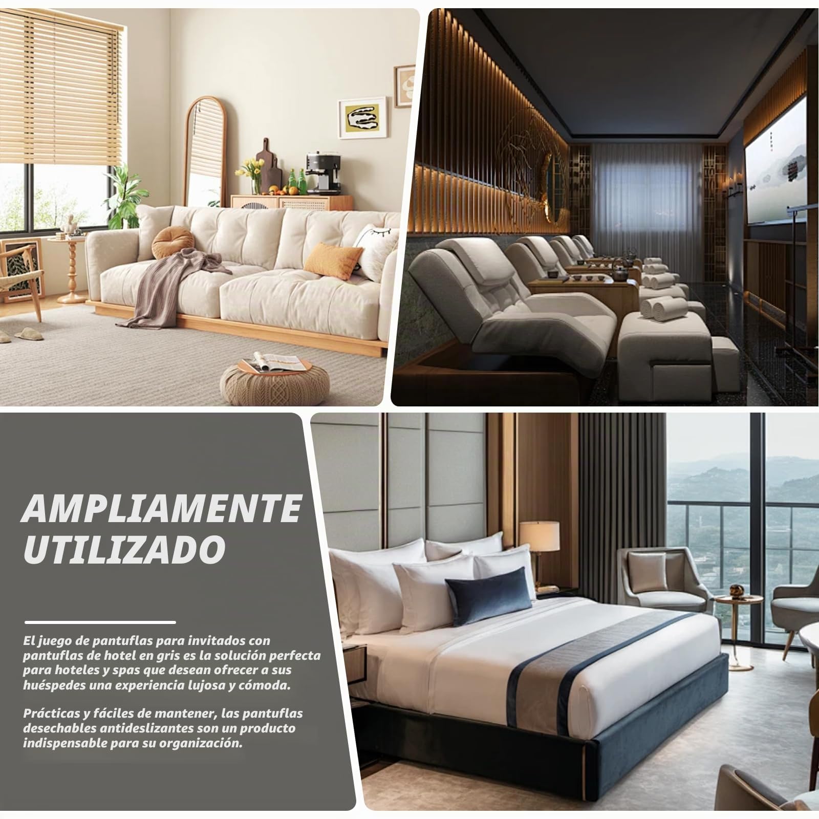 15 pares de zapatillas de hotel gris: zapatillas antideslizantes desechables, cómodas y transpirables, juego de zapatillas de casa de invitados, zapatillas de rizo unisex, para huéspedes de