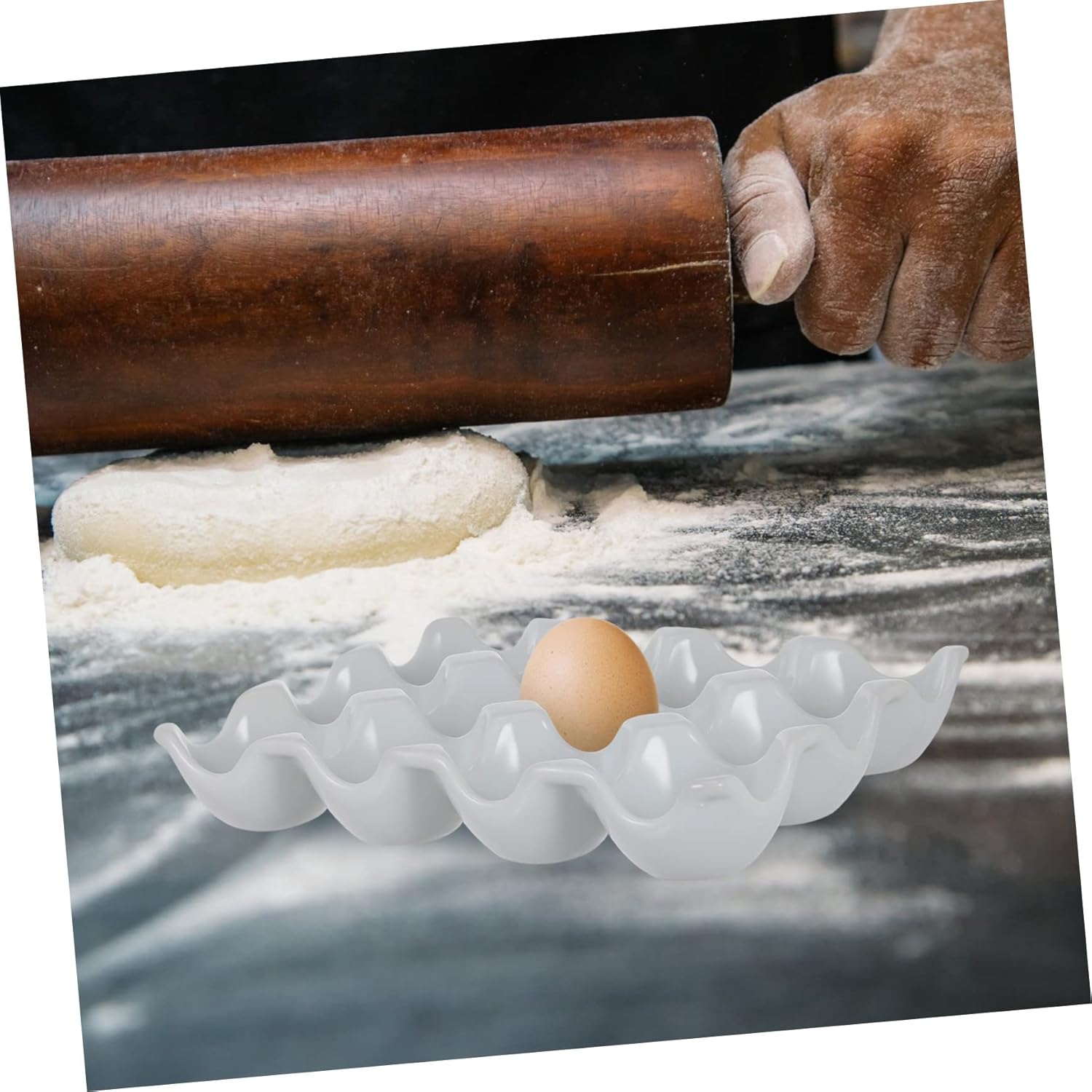 Mikinona Ceramic Egg Keeper with Multi Design Refrigerator Egg Box for Home Storage White Color Easy to Clean Capacity