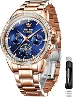 Relógio de pulso masculino com corda automática, diamante, aço inoxidável, aço inoxidável, à prova d'água, luminoso, calendário