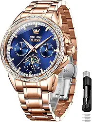 Relógio de pulso masculino com corda automática, diamante, aço inoxidável, aço inoxidável, à prova d'água, luminoso, calendário