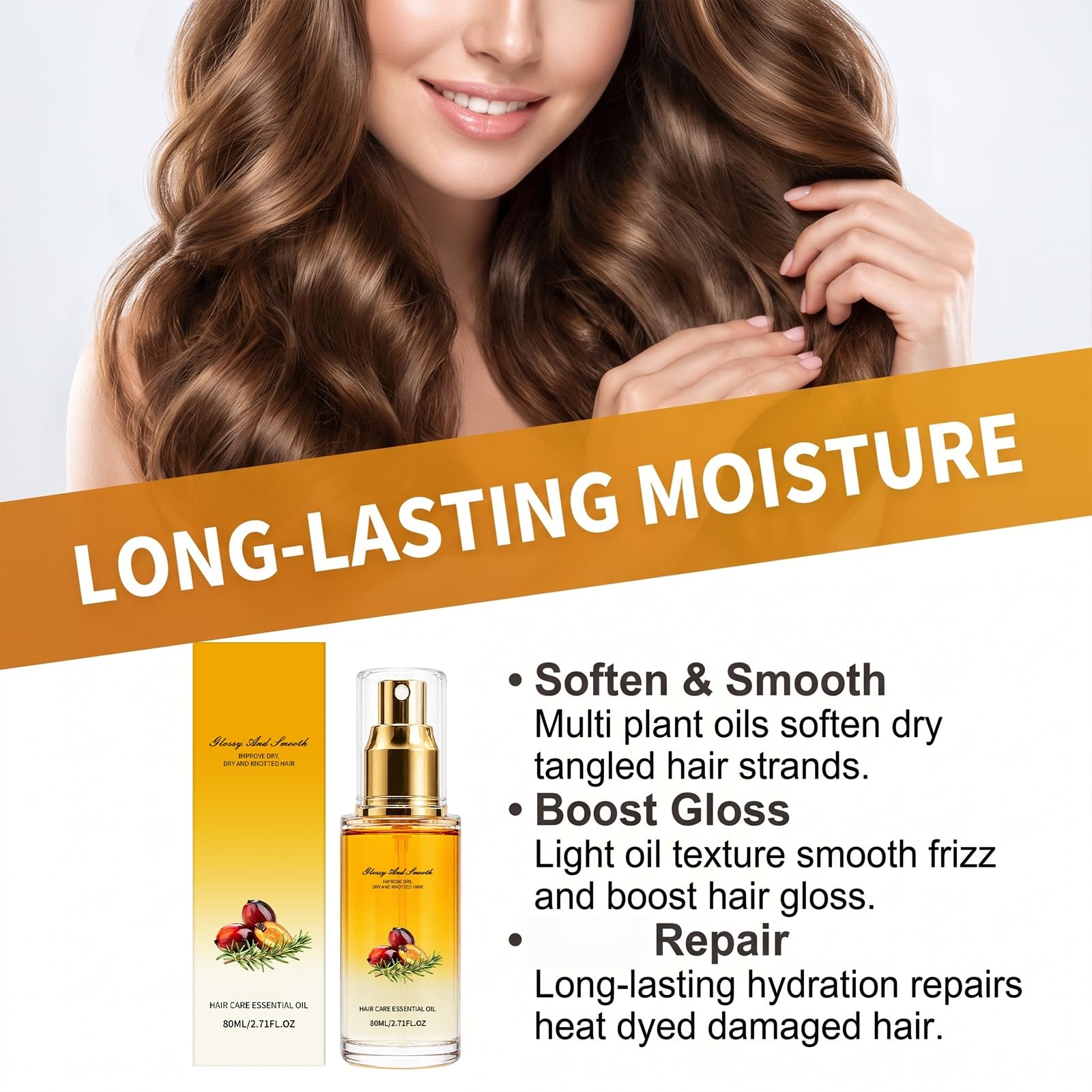Spray all'olio per capelli anti-crespo per capelli secchi e danneggiati (3 pezzo)