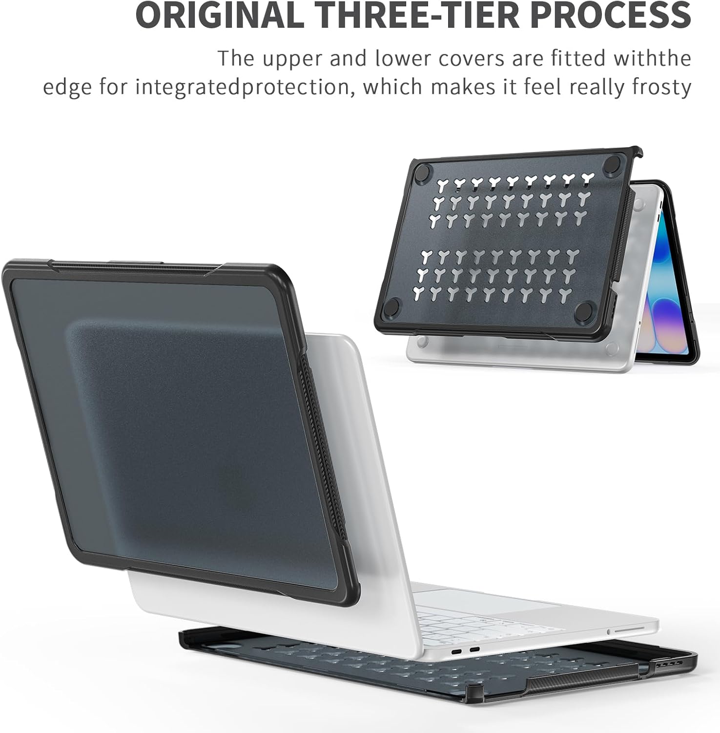 for MacBook Neo 13 Inch 2026, Frosted PC Cover with TPU Bumper Frame, Vented Bottom, Precise Cutouts, Non-Slip Feet, Snap-On Protective Shell, Light Blue