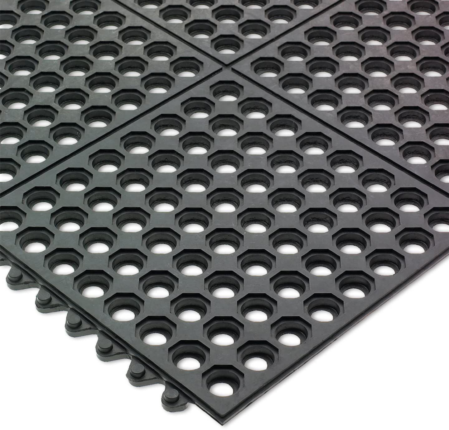 Connect-A-Mat, Light Duty, 3' x 3', Black by San Jamar – 36.5"L x 8.5"W x 7"Th, Rubber, Black, Model KM1140B